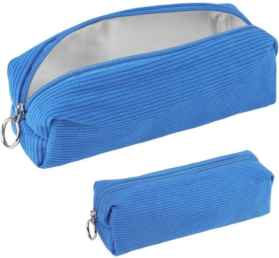 Etui a corduroy Hopton, etui estetico, etui pratico, etui moda per ragazzi e ragazze, borsa per libri portatile per adolescenti, scuola, ufficio (blu)