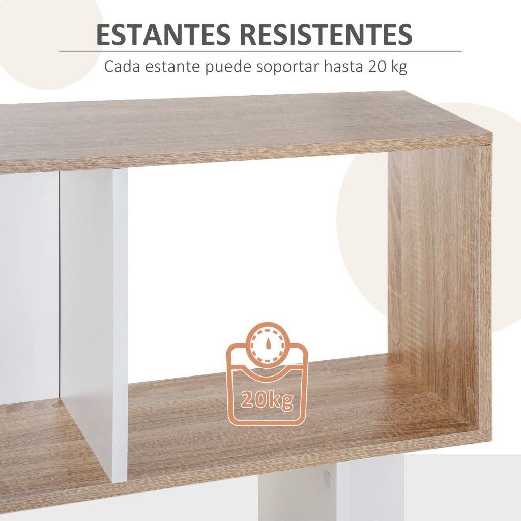 Libreria a S con 5 Ripiani ¨C Zephmum ¨C 60x24x184,5cm Bianco e Legno