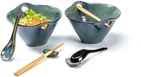 Set di Ciotole per Zuppa in Ceramica a Mano - 780 ml - Lame di Cottura - Loodfree - Manufatto Artigianale - Adatto per Lavastoviglie/Microonde - Ciotola per Zuppa