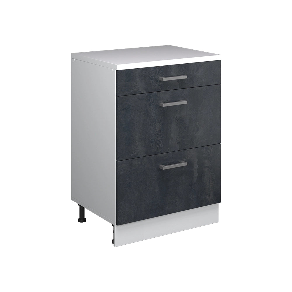 Mobile per mansarda Rion Calce nera/Bianco 60 x 83.8 cm senza inclinazione con 3 cassetti Vicco