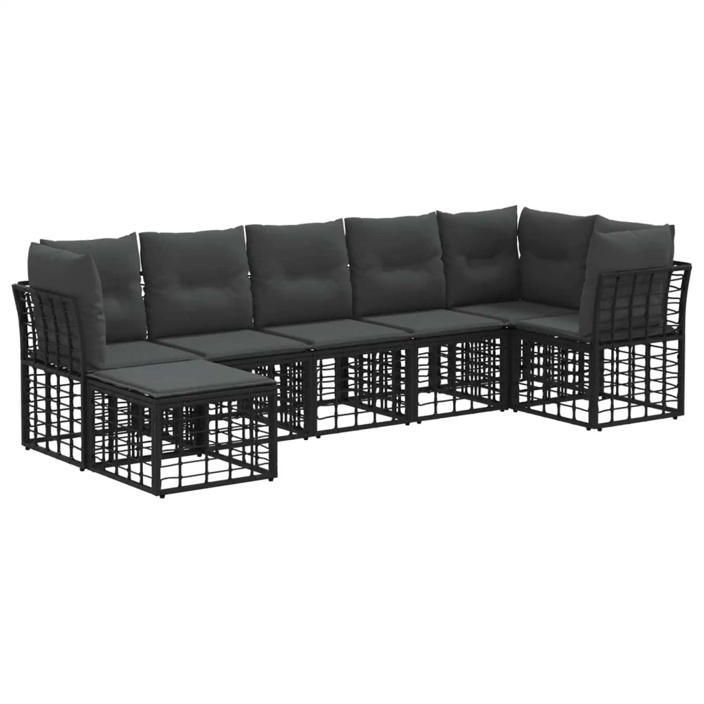 Set di divani da esterno Nero Poliestere