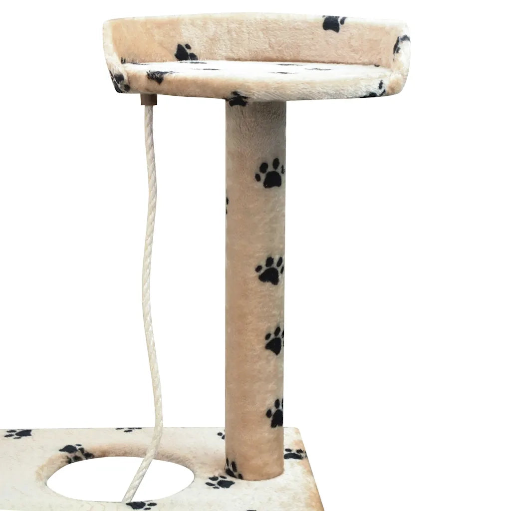 Albero per Gatti Tiragraffi Sisal 150 cm Zampe Stampate Beige 170488
