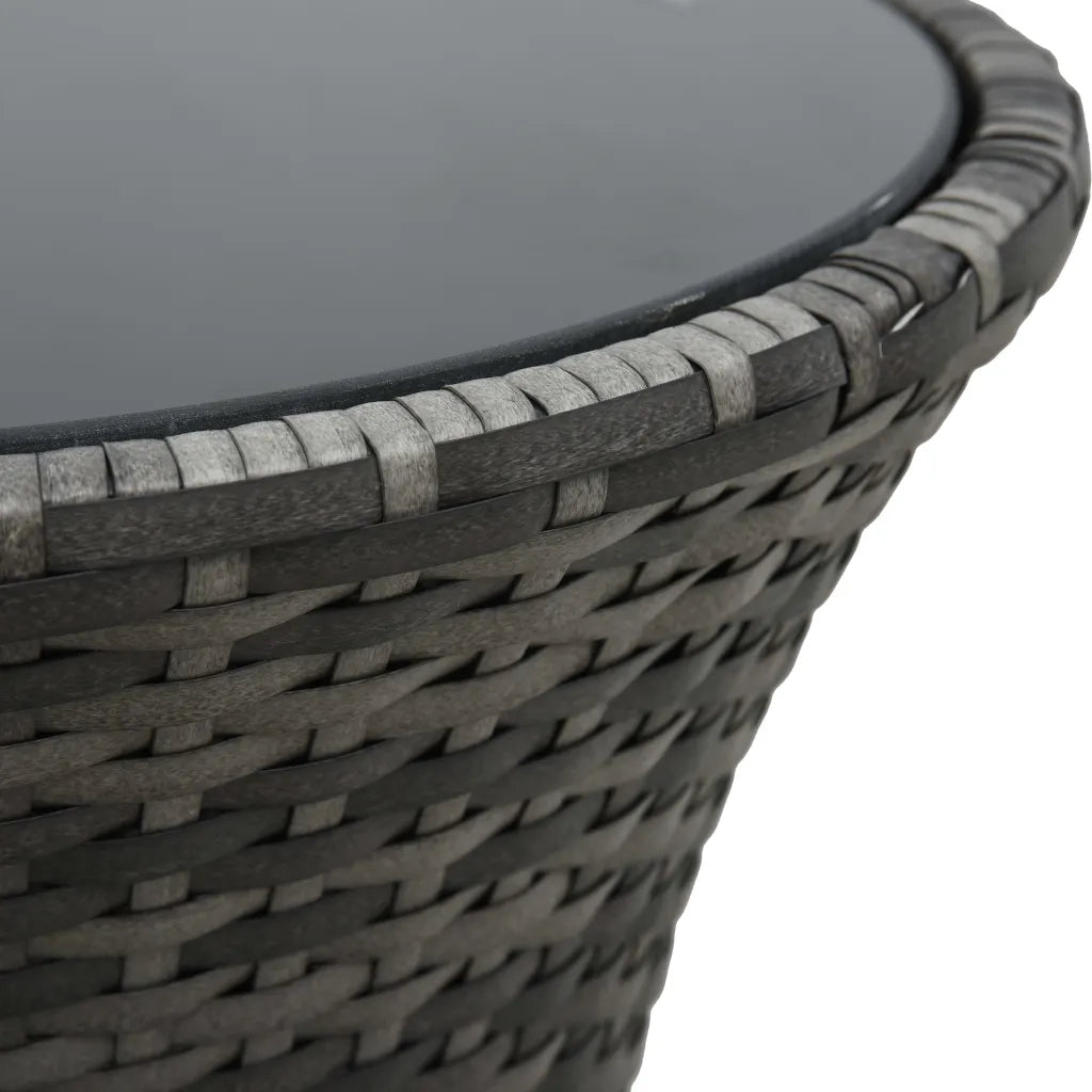 Set da Bistrot 3 pz con Cuscini in Polyrattan Grigio 48149