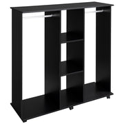 Appendiabiti con Ripiani ¨C Xylo ¨C 3 Ripiani 2 Barre Portaoggetti Metallo Nero 120x40x128 cm
