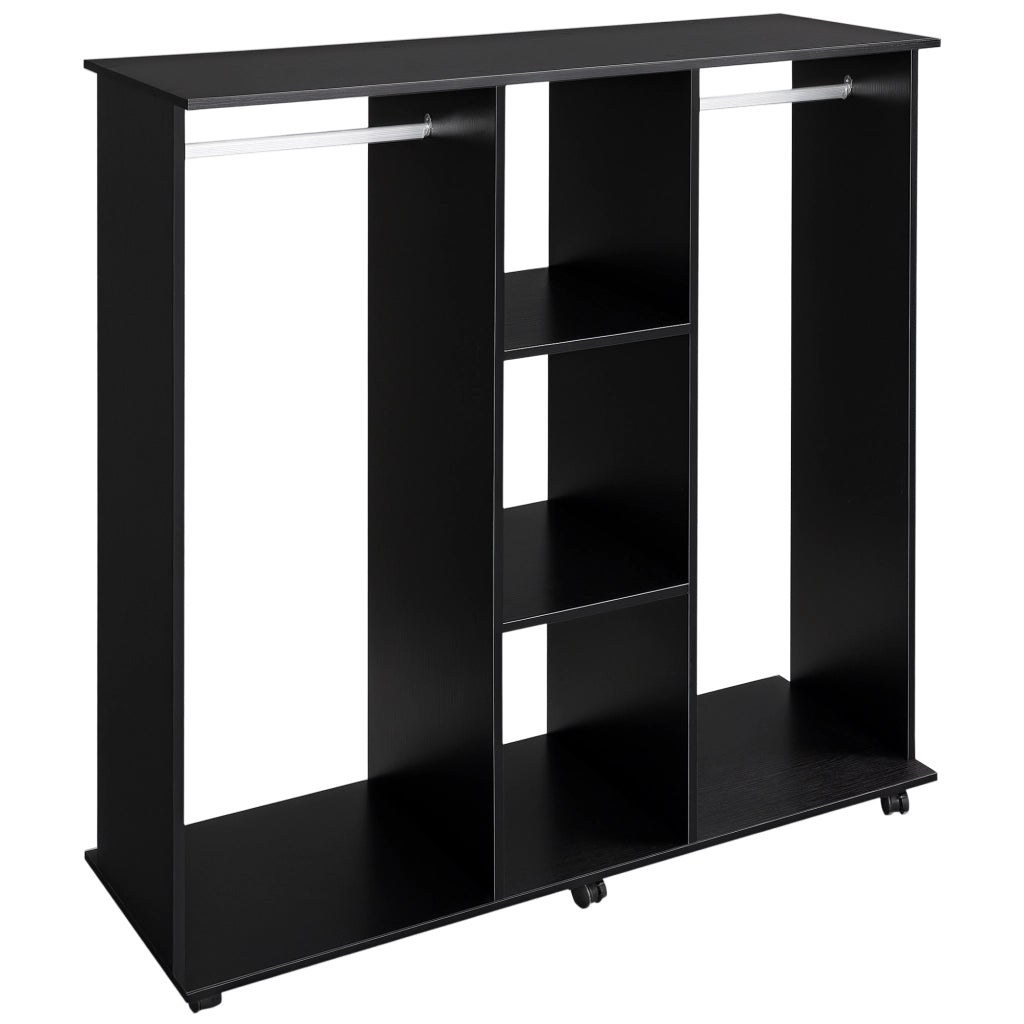 Appendiabiti con Ripiani ¨C Xylo ¨C 3 Ripiani 2 Barre Portaoggetti Metallo Nero 120x40x128 cm