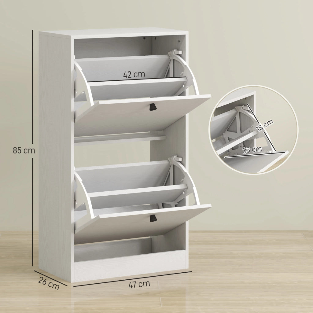 Scarpiera con 2 Cassetti ¨C zephmum ¨C Bianco Veteado 47x26x85 cm