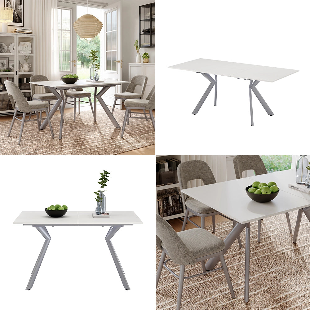 Vicco Tavolo da pranzo Bianco/Grigio 140 x 90 cm Estensibile
