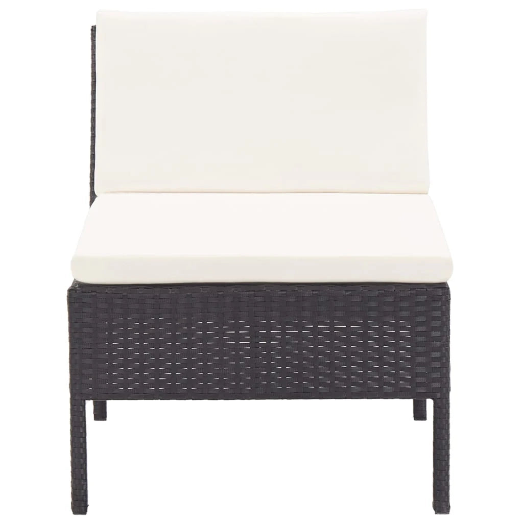 Mobili da giardino mobili da esterno Set di mobili da 6 pezzi con cuscini in resina intrecciata nera 02_0016924