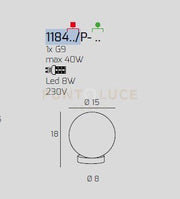 LUMETTO BIANCO 1 LUCE VETRO AMBRA 1184BI-P-AM
