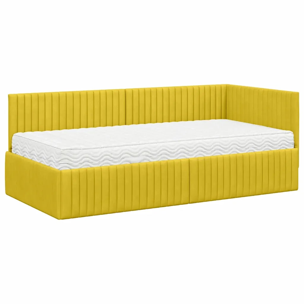 Letto singolo | Letto per adulti | Struttura Letto Angolare con Materasso 2 pcs Giallo Velluto