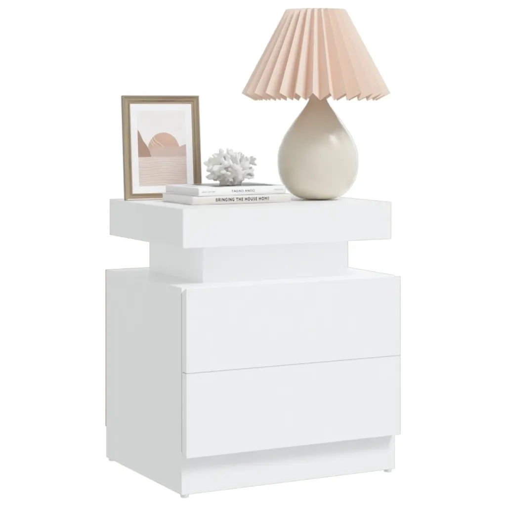 Comodino | Armadio da Notte | Mobiletto da notte Bianco 45x35x52 cm in Legno Multistrato