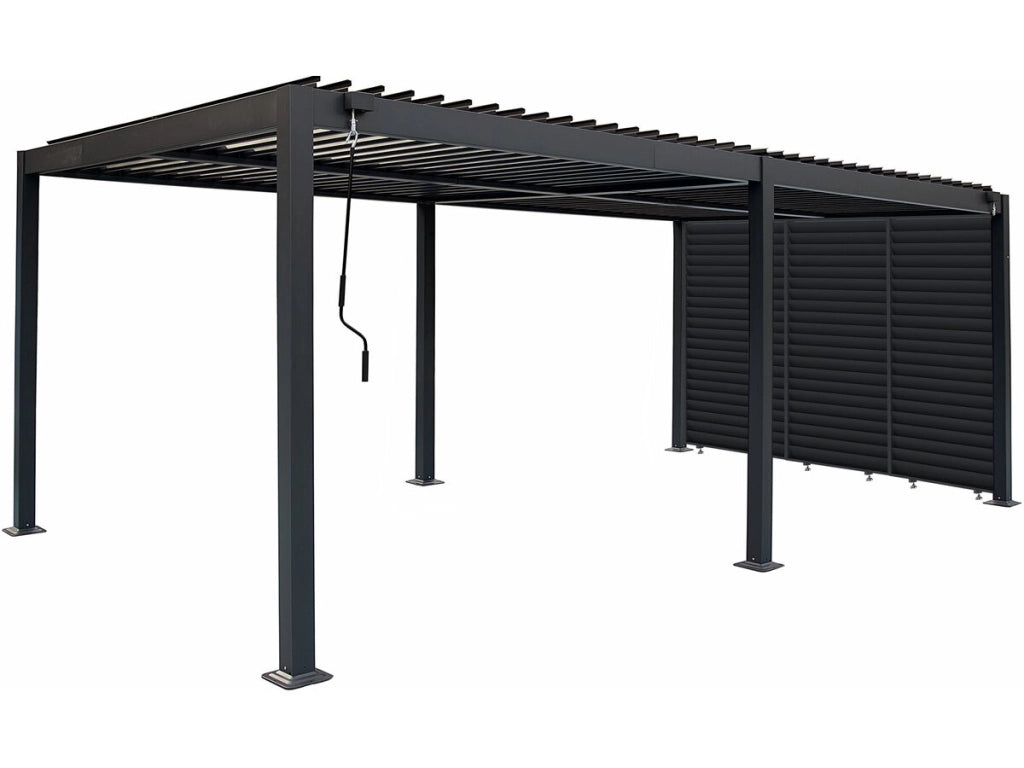 Pergola bioclimatica con tenda in alluminio "Kensington" - 3 x 6 m - Grigio