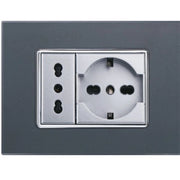 Trade Shop - Placca Cristal 3 4 6 M Acciaio Scuro Effetto Vetro Compatibile Bticino Axolute -  -3 Fori     -