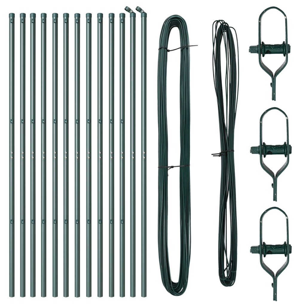 Poste per Recinzione 13 pz Verde Ã˜32 mm 170 cm Acciaio Zincato