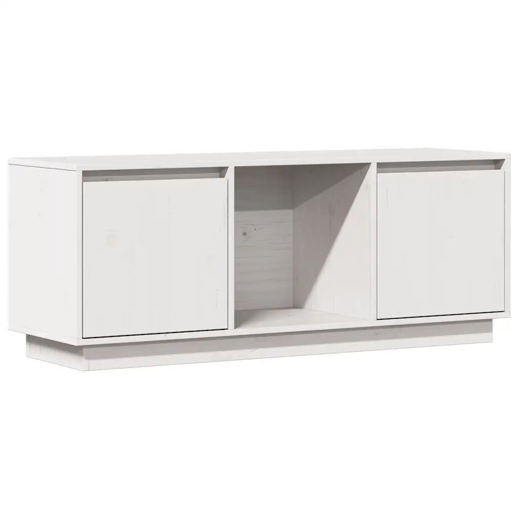 Mobile Porta TV-Credenza TV Bianco 110,5x35x44 cm in Legno Massello di Pino