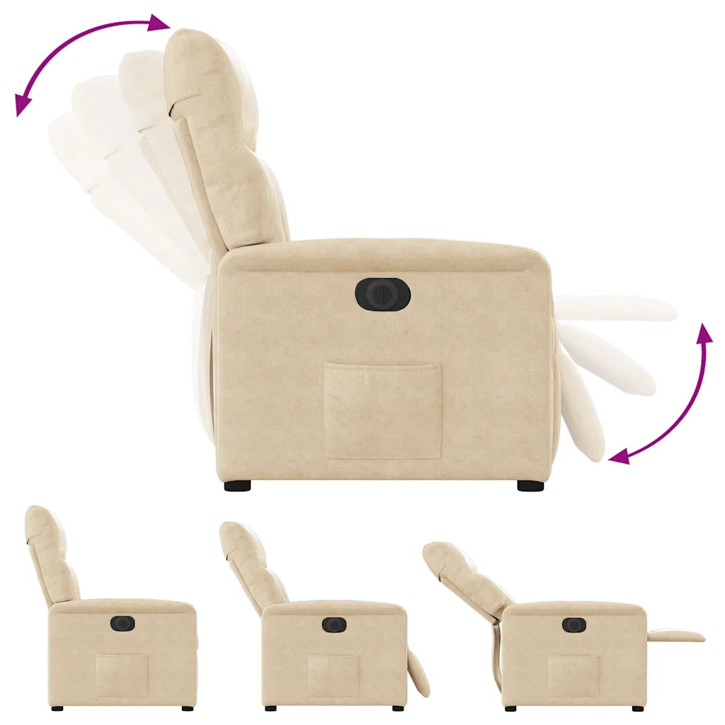 Poltrona Reclinabile Elettrica Crema in Tessuto di Microfibra 3303077