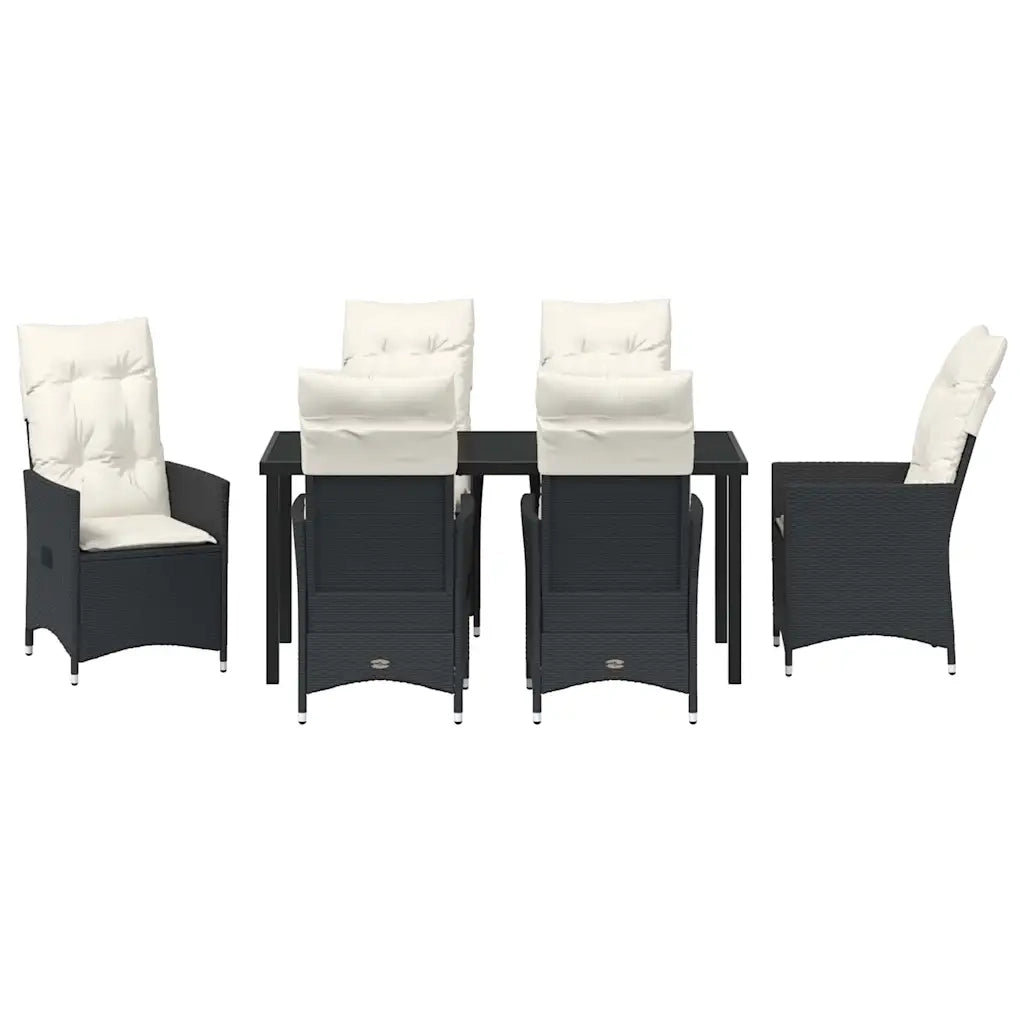 Set da Pranzo per Giardino con cuscino 7 pcs Nero polyrattan 3379538