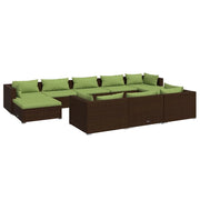 Set di mobili da giardino mobili da esterno 10 pezzi con cuscini resina intrecciata marrone 02_0015095