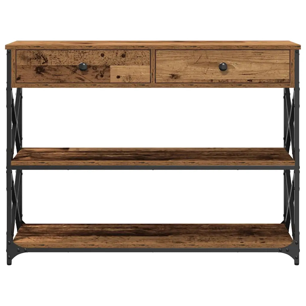 Tavolo Consolle con cassetto Legno vecchio 100 x 28 x 75 cm