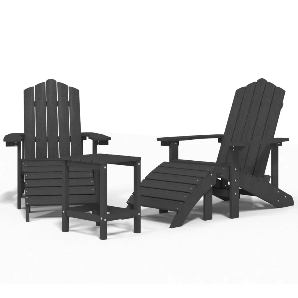 Sedie Giardino Poggiapiedi e Tavolo Adirondack HDPE Antracite 3095713