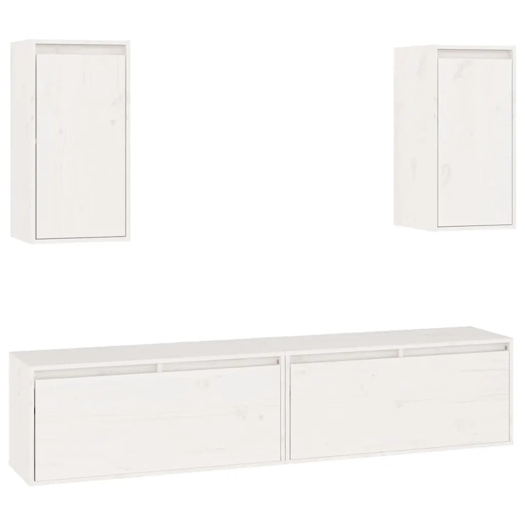 Mobili Porta TV 4 pz Bianchi in Legno Massello di Pino cod mxl 15253