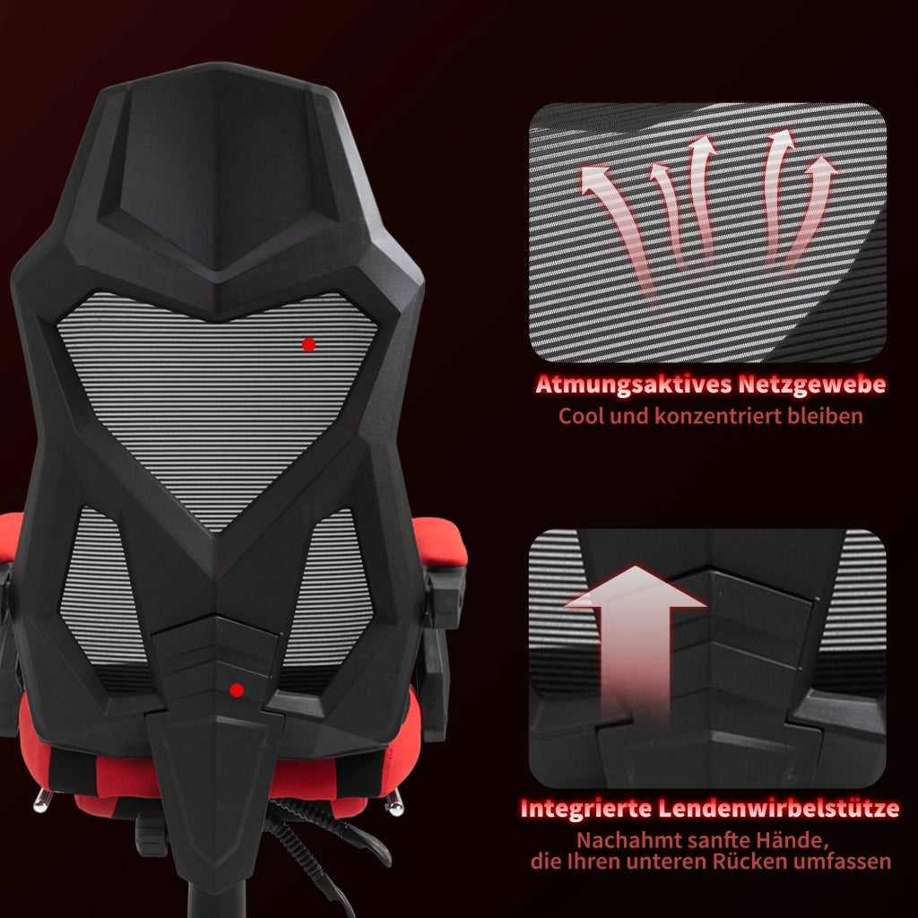 Sedia da ufficio ergonomica con poggiapiedi ¨C Xylo ¨C Nero e rosso, 58x63x112-122 cm