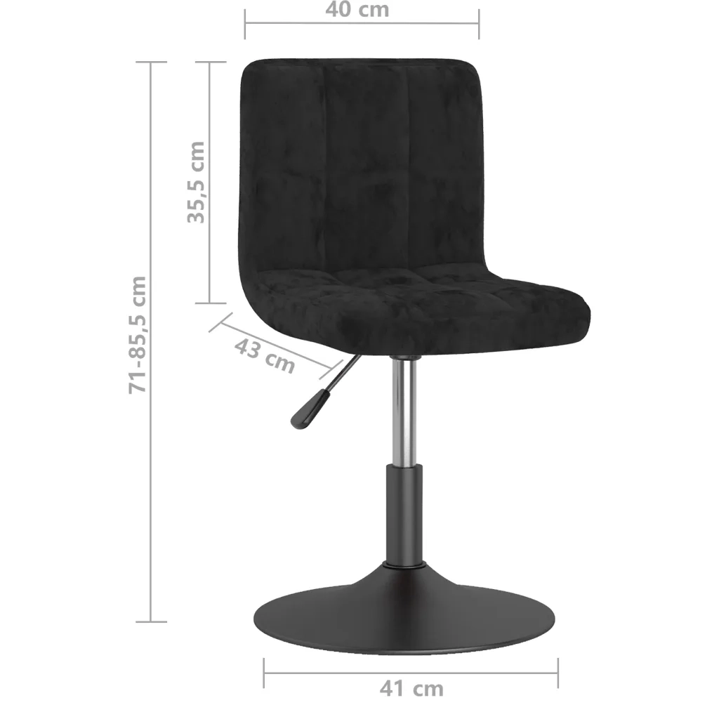 vidaXL Sgabello da Bar Girevole Nero in Velluto