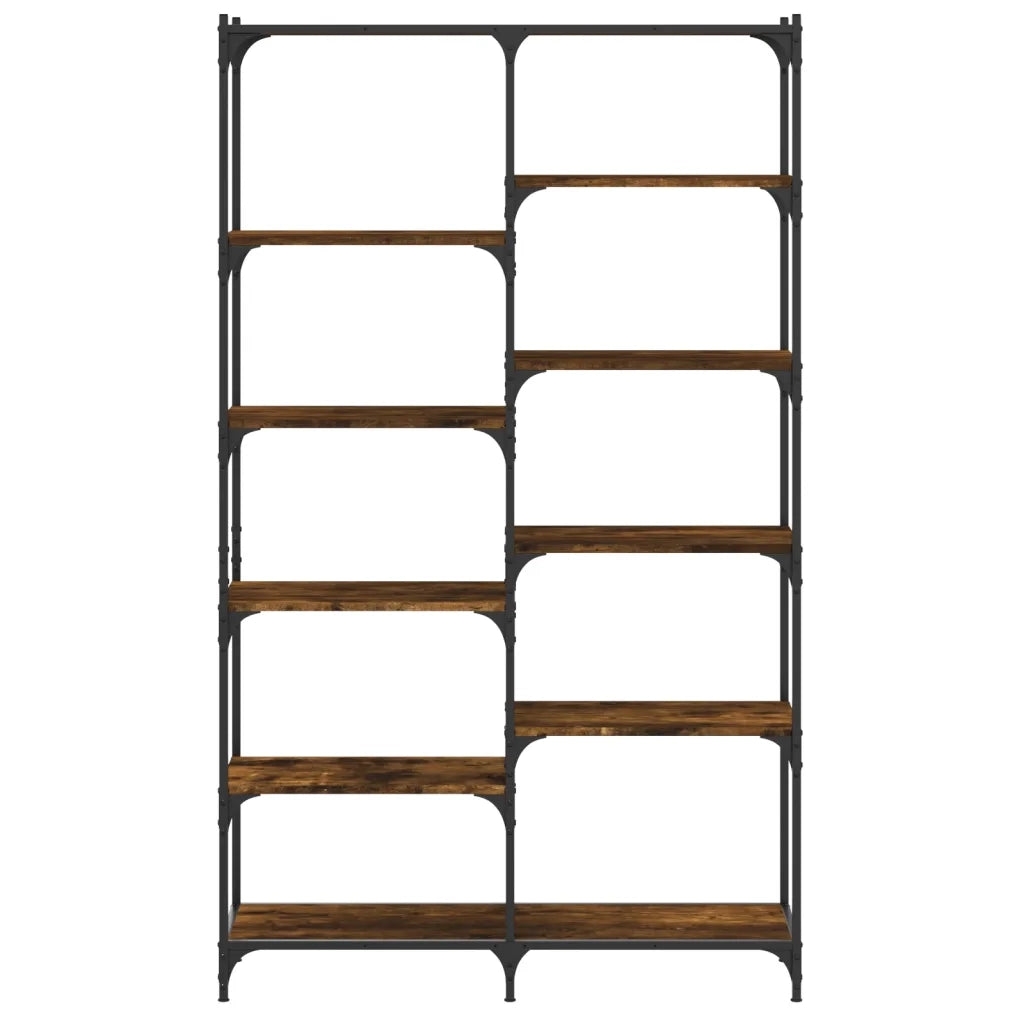 Libreria Rovere Fumo 100x32x170 cm in Legno Multistrato e Ferro 832790