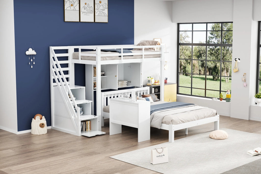 LETTO a castello 90x200 cm + 140x200 cm Bianco