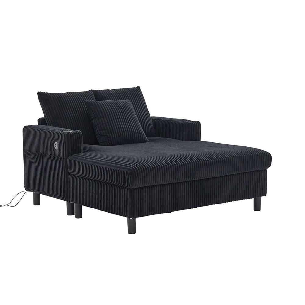 Poltrona letto spaziosa e soffice - Xylo - Portabicchieri, USB, luce LED - Perfetta per soggiorno, camera o veranda