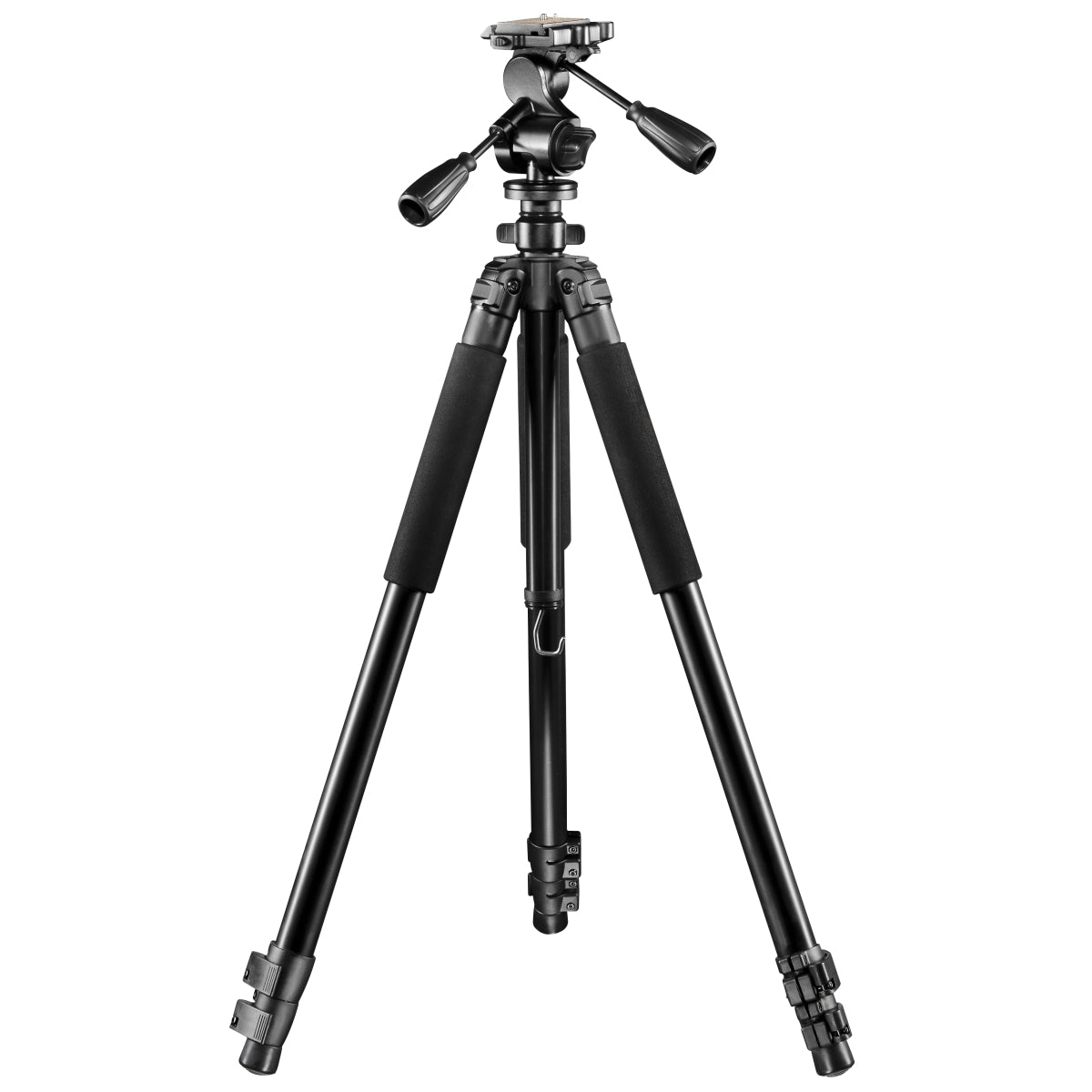 Walimex Pro Treppiede FT-665T Pro (con testa panoramica 3D, estremamente stabile, capacità di carico massima: treppiede 12 kg. Panhead 6kg, 3 segmenti di gambe), nero
