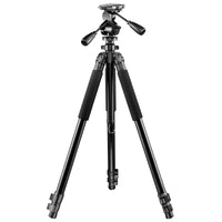 Walimex Pro Treppiede FT-665T Pro (con testa panoramica 3D, estremamente stabile, capacità di carico massima: treppiede 12 kg. Panhead 6kg, 3 segmenti di gambe), nero