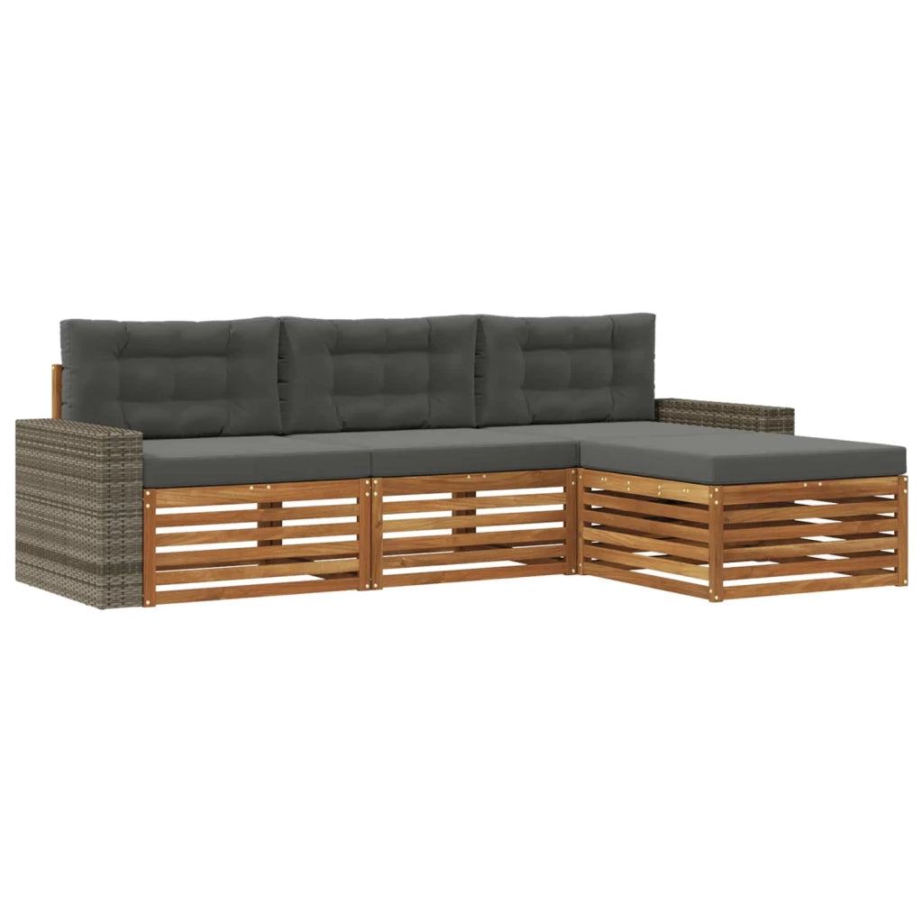 Set di divani da esterno 4 pcs Naturale e Antracite Poliestere