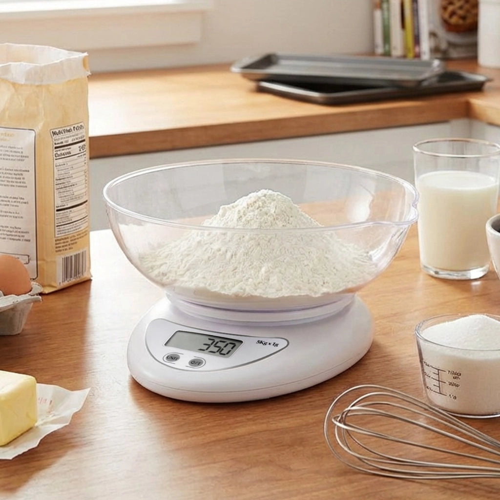 Bilancia da Cucina con Ciotola Schermo LED Funzione Tara e Unità Multiple Bianco Avizar
