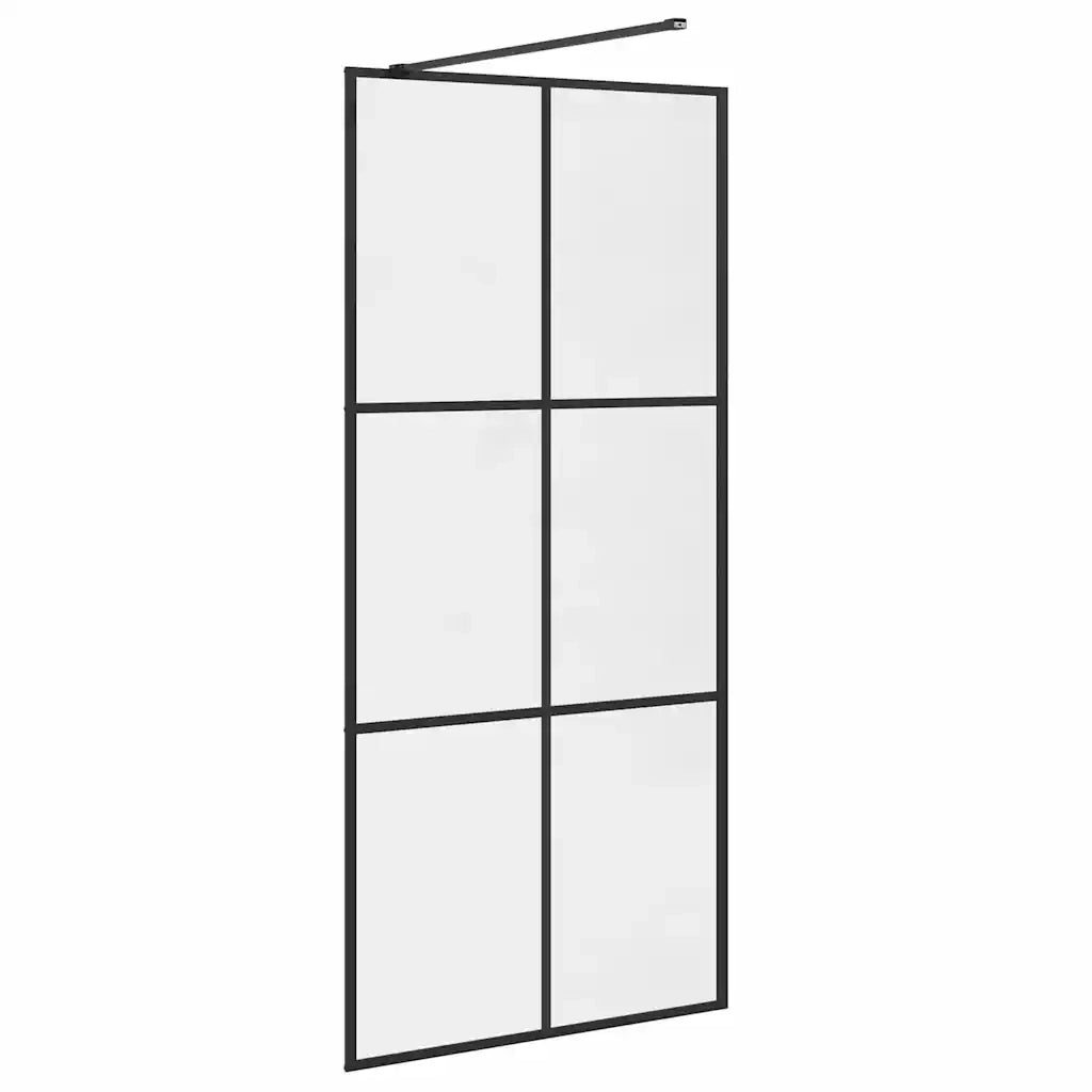 Parete per Doccia Walk-in Vetro Trasparente ESG 90x195 cm Nera 151024
