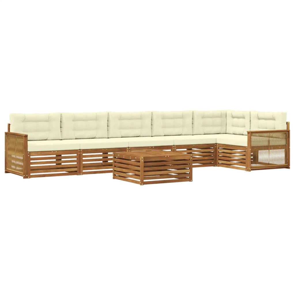 Set di divani da esterno con cuscino 7 pcs Naturale e Crema