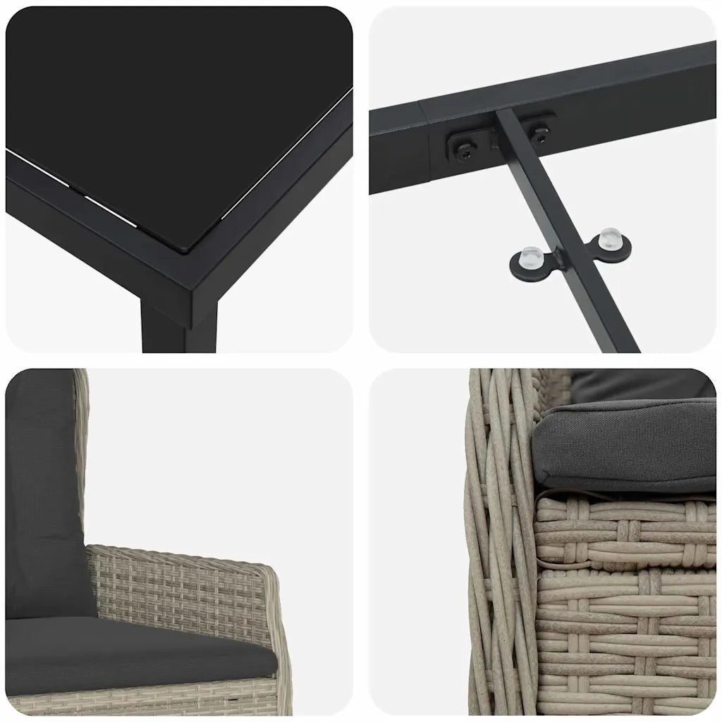 Set da Pranzo per Giardino 3 pcs Grigio chiaro polyrattan 3380974