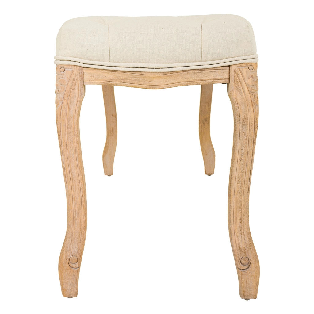 Sgabello imbottita in legno panna 110x36x47h
