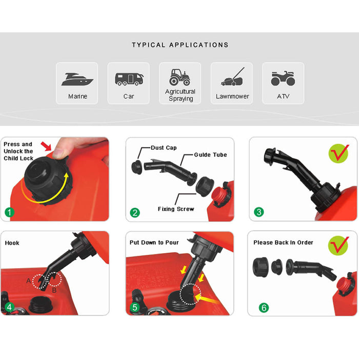 Tanica in plastica seaflo brevettato di rabbocco benzina litri 5