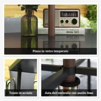 Set da Giardino 5 Pezzi in Acciaio con 4 Sedie 58x58x66 cm e Tavolo 80x80x71 cm con Foro Centrale, Grigio