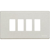 Placca alluminio 4 posti scatola rettangolare serie bticino magic 504/4/x