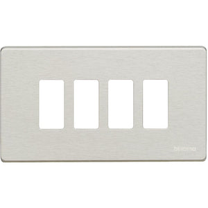 Placca alluminio 4 posti scatola rettangolare serie bticino magic 504/4/x