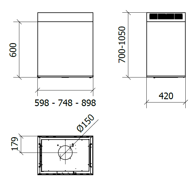 CAPPA GINZA PARETE cm 60 - Nera - 800 m3/h