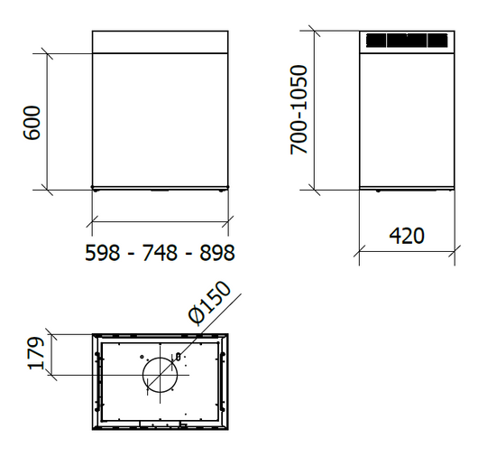CAPPA GINZA PARETE cm 60 - Inox - 800 m3/h