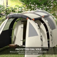 Tenda da Campeggio 4-5 Persone con Copertura Oscurante, Impermeabile con Borsa di Trasporto, Kaki