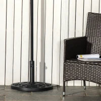 Base per Ombrellone Semicircolare da 9 kg in HDPE, Cemento e Metallo con Motivi Floreali, Ø50x32x32 cm, Nero