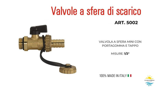 Rubinetto di scarico caldaia a sfera da 1/2" con portagomma 