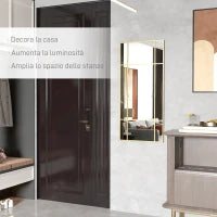 Specchio da Parete Stile Finestra con Montaggio Verticale e Orizzontale, 110x50cm, Oro