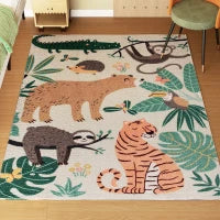 Tappeto a Tema Giungla in Fleece, Facile da Pulire, 150cm x 80cm x 1cm, Multicolore
