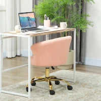 Poltrona da ufficio Ergonomica, Regolabile in altezza e con seduta girevole, Base in acciaio, 58x56x76cm, Rosa